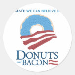 Doughnuts and Bacon: Taste we can Believe in Round Stickers