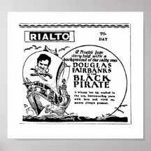 Douglas Fairbanks The Black Pirate vintage film ad Posters