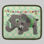 Douille verte chanceuse d'iPad d'éléphant housses ipad
