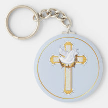 Dove and Cross Keychain