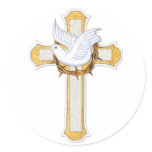 Dove and Cross Round Stickers