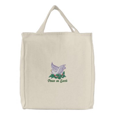 Dove and Holly Embroidered Bags by Embroidery4U