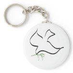 Dove and Olive Branch Image Key Chain