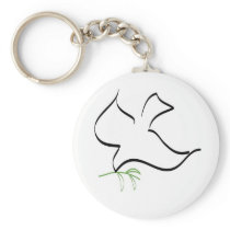 Dove and Olive Branch Image Key Chain