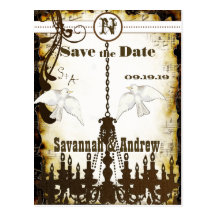 Dove Country Chic Rustic Chandelier Save the Date Post Cards
