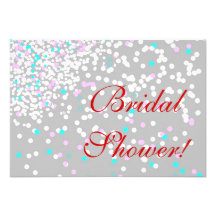 Dove grey confetti wedding shower personalised invitation