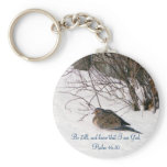Dove in the Snow Scripture Keychain