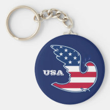 Dove of Peace. USA Patriotic Gift Keychains