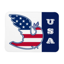 Dove of Peace . USA  Patriotic Gift Magnet