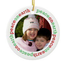 Dove peace on earth red green white custom photo ornament