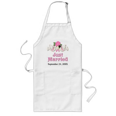 Dove & Rose - Just Married T-shirt Aprons by SpiceTree_Weddings
