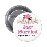 Dove & Rose - Just Married T-shirt Pinback Buttons