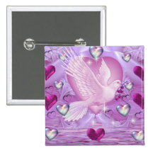 Doves and Hearts Pinback Button