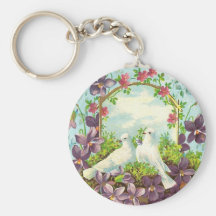 Doves & Flowers Key Chain