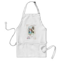 Doves, Mailbox & Girl Vintage Valentine Aprons
