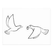 Doves With Wedding Rings Post Card