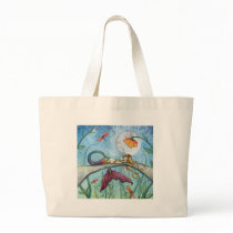 Down by the Pond Mermaid Art Canvas Bags