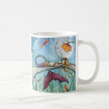 Down by the Pond Mermaid Art Mugs