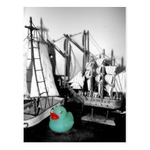 "Down by the Seaside" rubber duck postcard