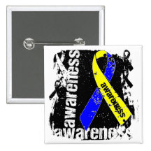 Down Syndrome Awareness Grunge Ribbon Pinback Button