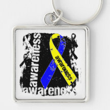 Down Syndrome Awareness Grunge Ribbon Key Chain
