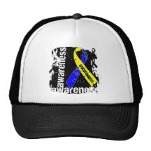 Down Syndrome Awareness Grunge Ribbon Mesh Hat