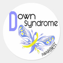 Down Syndrome BUTTERFLY 3.1 Round Stickers