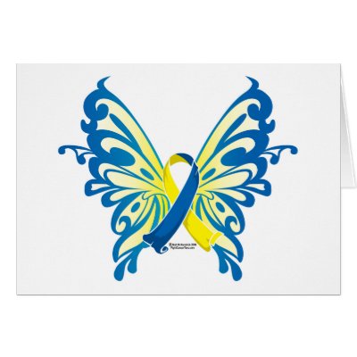 Down Syndrome Butterfly Ribbon Cards by fightcancertees