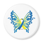 Down Syndrome Butterfly Ribbon Refrigerator Magnet