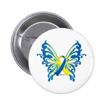 Down Syndrome Butterfly Ribbon Pinback Button