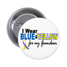 Down Syndrome I Wear Blue & Yellow For My Grandson Pinback Button