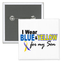 Down Syndrome I Wear Blue & Yellow For My Son 2 Pinback Buttons