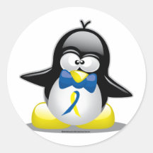 Down Syndrome Penguin Round Stickers
