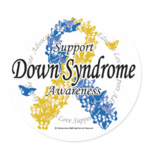 Down Syndrome Ribbon of Butterflies 2 stickers