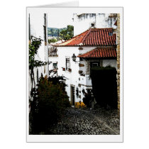 Down the Street in Obidos Portugal Cards