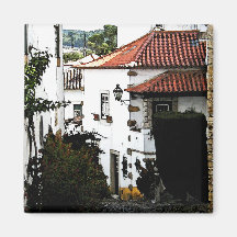 Down the Street in Obidos Portugal Fridge Magnet