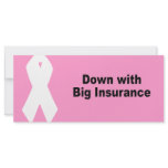 Down with big insurance rack cards