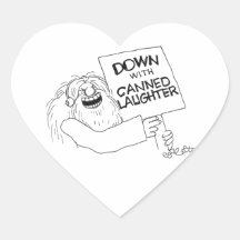 Down with Canned Laughter Heart Stickers