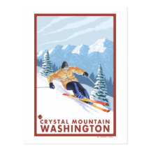Downhhill Snow Skier - Crystal Mountain, WA Post Card