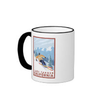 Downhhill Snow Skier - Lake Tahoe, California Coffee Mugs