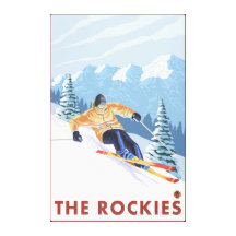 Downhhill Snow Skier - The Rockies Canvas Print