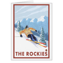 Downhhill Snow Skier - The Rockies Cards