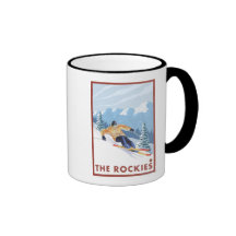Downhhill Snow Skier - The Rockies Coffee Mug