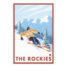 Downhhill Snow Skier - The Rockies Custom Invitation