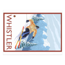 Downhhill Snow Skier - Whistler, BC Canada Post Card