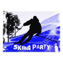 Downhill on the Ski Slopes Skiing Party Personalized Announcement