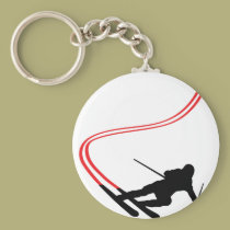 downhill ski skiing red track keychains