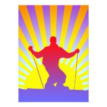 downhill skier custom invitations