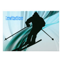 Downhill Skier on Icy Ribbons Personalized Announcements