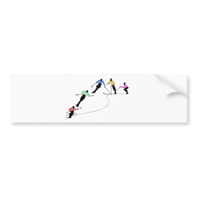 DOWNHILL SKIERS SNOW SPORT BUMPER STICKER by Sofia_Youshi